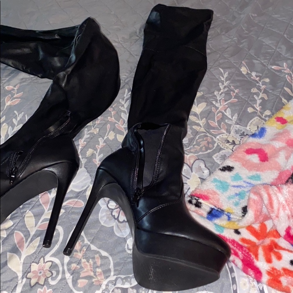 Black thigh high boots